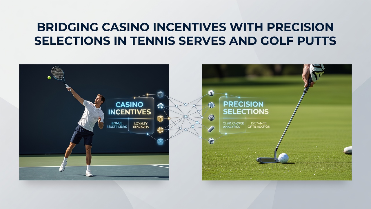 Tennis player executing a serve alongside a golfer lining up a putt with digital betting overlays