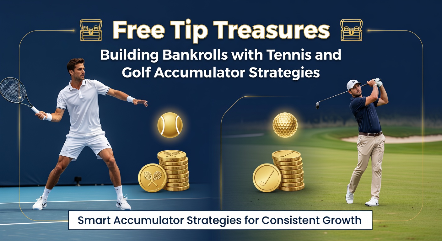 Golfers competing on a sunny course with leaderboard overlay, illustrating accumulator potential in multi-day tournaments