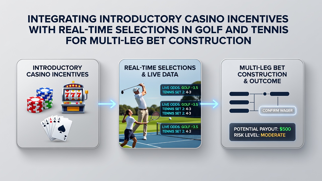 Illustration showing casino bonus integration with live golf and tennis betting interfaces