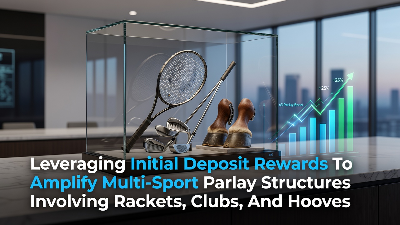 Multi-sport betting interface showing tennis, golf, and horse racing selections combined in a parlay structure with bonus indicators