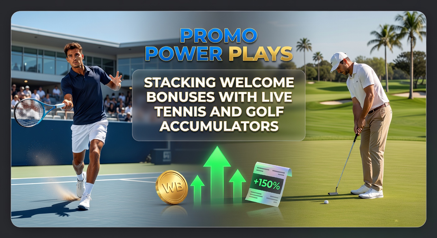 Golf course aerial view during a live tournament with digital overlays of accumulator legs, odds fluctuations, and bonus multiplier icons