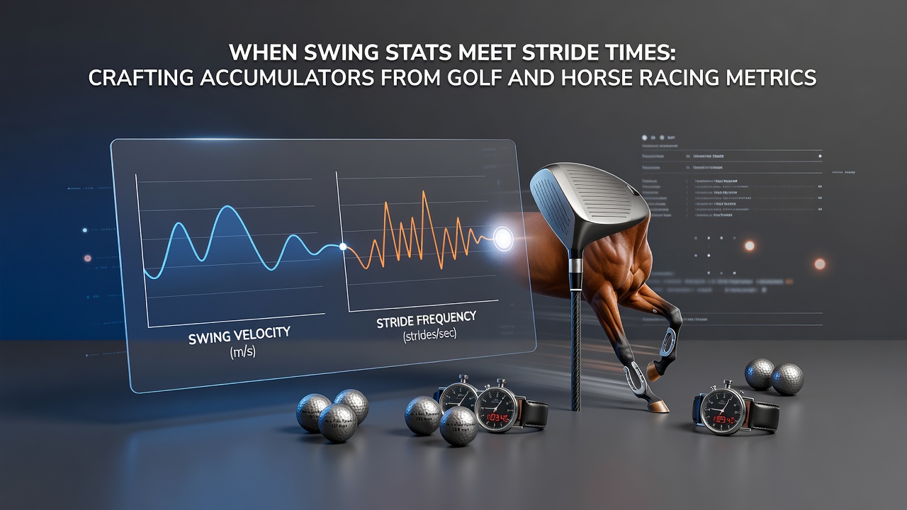 Detailed chart showing golf swing speed data points merged with horse stride length measurements for accumulator modeling